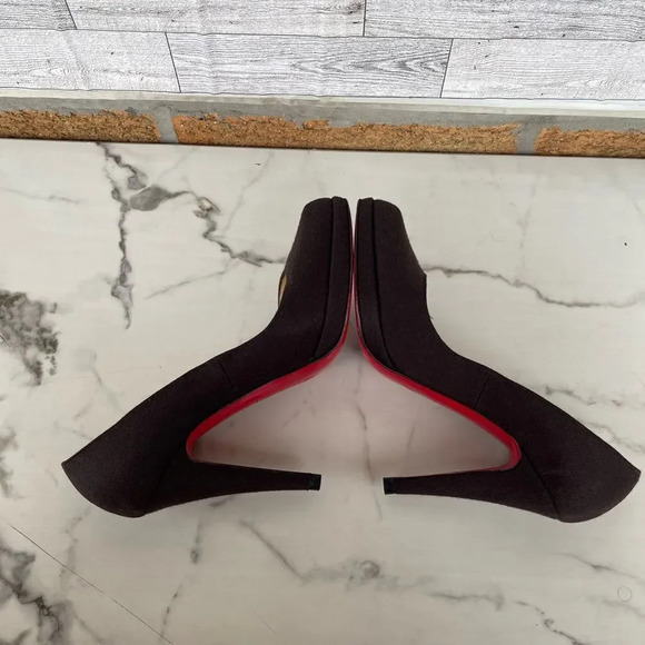 Christian Louboutin red bottom Brown Wool women’s Heels size 39 .8.5 - Picture 11 of 14